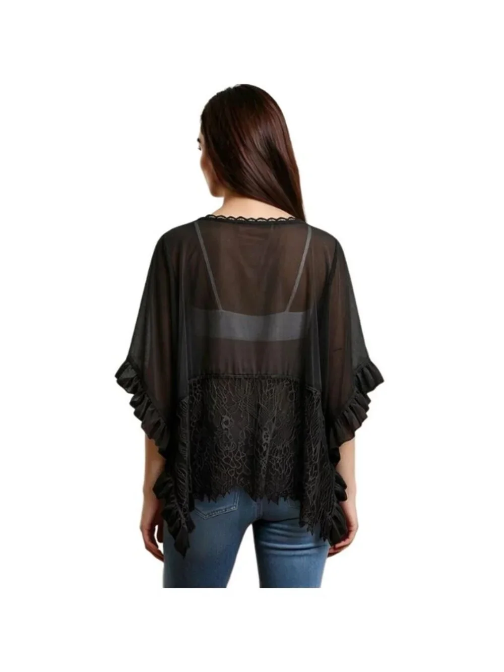 Lace Trim Flowy Cover-Up